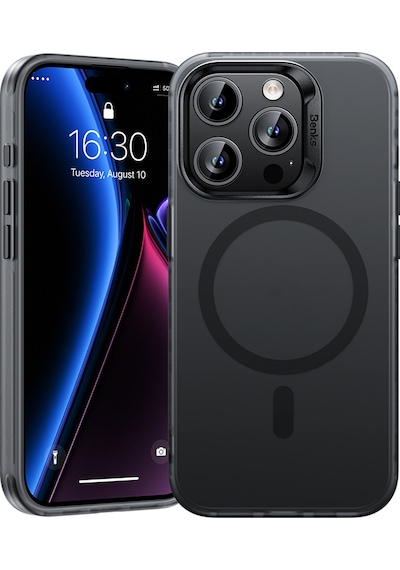 Apple Uyumlu iPhone 16 Pro Max  Kılıf M-safe Şarj Özellikli Yeni Seri Benks Lucid Armor Kapak Siyah Siyah