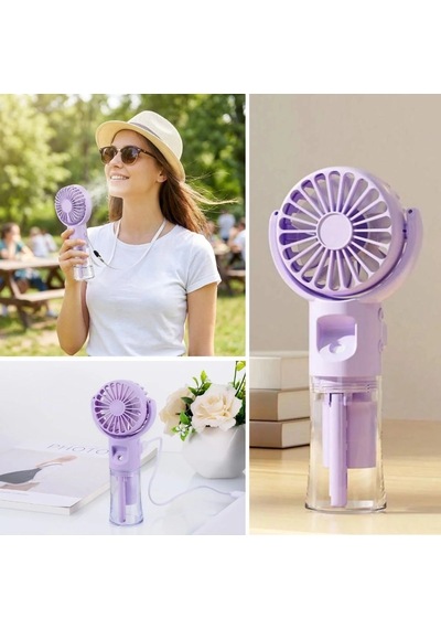 4 Kademeli Spreyli Şarjlı El Fanı Boyuna Asılabilir Usb Şarjlı Taşınabilir Mini Fan F4