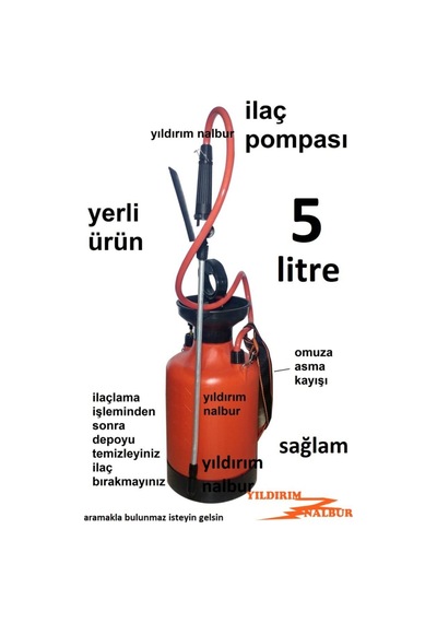 İlaç Pompası 5 Litre Yerli Kaliteli İlaçlama Pompa Püskürtme