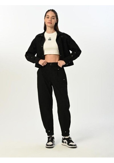 Zekids Kız Çocuk Crop Ceketli Pantolonlu Takım-15523 Siyah