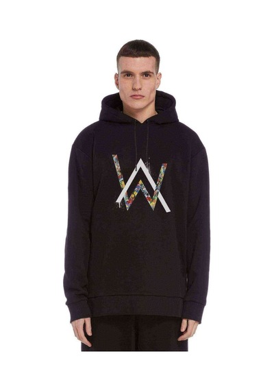 Walker Force Baskılı Siyah Erkek Örme Kapşonlu Sweatshirt