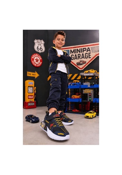 Minipa Garage Lacivert Erkek Çocuk Garaj Tabanlı Çift Metal Arabalı Ortopedik Spor Ayakkabı