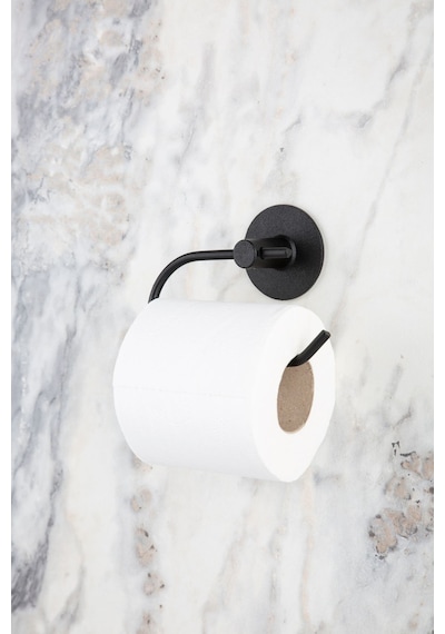 MultiStore Siyah Yuvarlak Yapışkanlı Halka Havluluk/Wc Tuvalet Kağıtlığı/Banyo Askısı Banyo Düzenleyici Seti Siyah