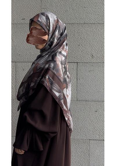 Qalortex Scarf Pamuklu Soft Fırça Desen Eşarp-kahve