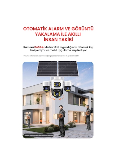 Kadraj X34b 4 Kameralı, 4g Sim Kartlı, 2 Solar Panel Destekli, 50gb Türk Telekom M2m Hat li