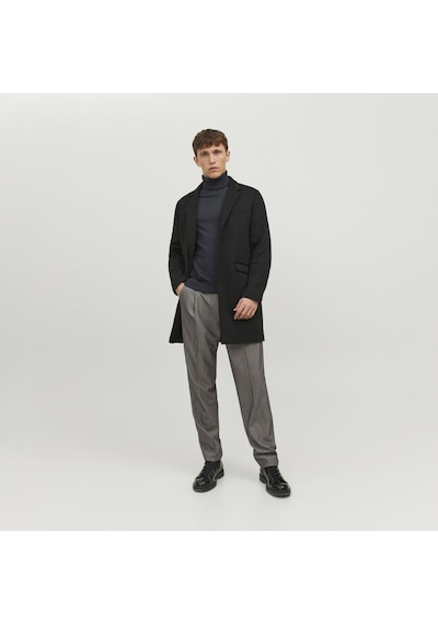 Jack & Jones Düz Renk Balıkçı Yaka Triko-Emil 12157417 Dark Grey Melange Koyu Gri Melanj