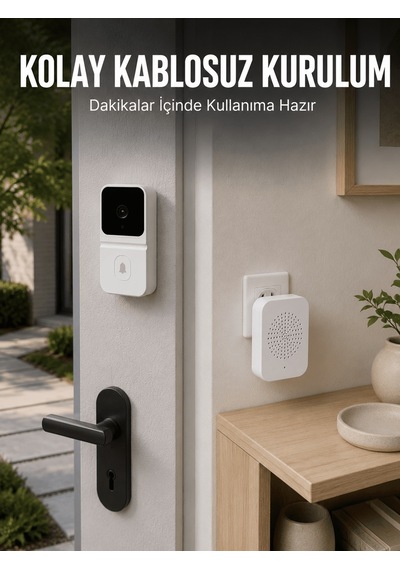 Lexroo Hd Kameralı Beyaz Görüntülü Kapı Zili Çift Yönlü Sesli Wi-