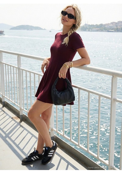 Lela Bayan Elbise 5866342 Bordo Bordo
