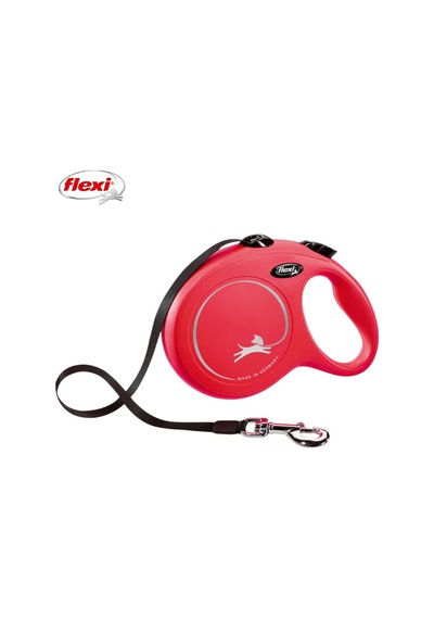 Flexi New Classic Otomatik Şeritli Köpek Gezdirme Kayışı 5mt S Kırmızı