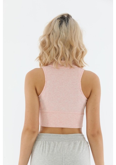 Maraton Sportswear Slimfit Kadın Bisiklet Yaka Kolsuz Basic Mercan Bra 18364-Mercan