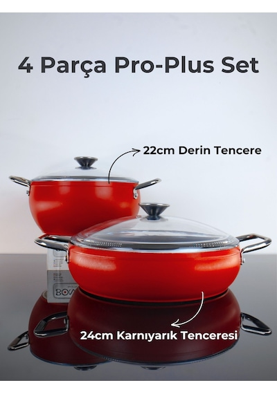 Pro Plus Parça Tencere Seti - Kırmızı