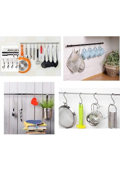 Zift Unique 10 Adet Metal Renk S Kanca - Çok Amaçlı S Demir Kanca - 7,5cm Banyo & Mutfak Kanca Diğer
