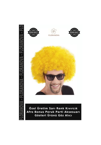 Özel Üretim Sarı Renk Kıvırcık Afro Bonus Peruk Parti Aksesuarı Gösteri Ürünü Göz Alıcı