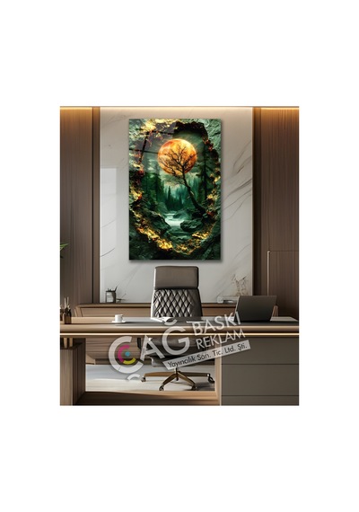 Doğa Manzara Orman Güneş Göz Alıcı Estetik Cam Tablo Modern Ev Ofis Salon Oda Dekoru Hediyelik Doğa Ve Manzara Temalı Dekoratif Duvar Tablosu, Salon, Yatak Odası Ve Ofis Dekoru,