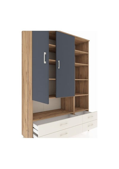 Hyperion Dolap 10 Raflı 4 Çekmeceli 2 Kapaklı 132x44x195 Çam-antrasit/aytaşı Antrasıt/aytası Hyperion Dolap 10 Raflı 4 Çekmeceli 2 Kapaklı 132x44x195 Çam-antrasit/aytaşı Antrasıt/aytası