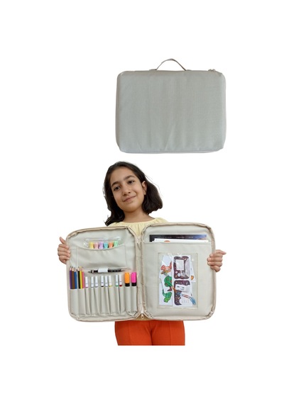 Next Craft Evrak Çantası Kalemlik Aktivite Etkinlik Çantası Boyama Taşıma Çocuklar Ve Yetişkinler İçin Bej