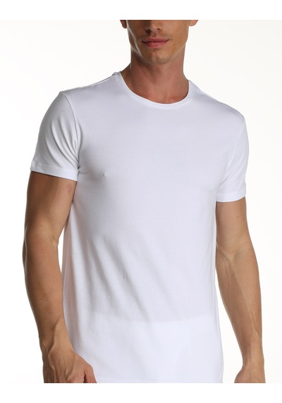 Çift Kaplan Erkek Elastanlı T-shirt 0954 3'lü Beyaz