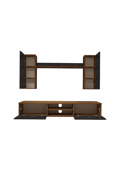 Decoraktiv Eko 5d Mdf Dvd Tv Ünitesi Tv Sehpası Ceviz - Siyah Mermer