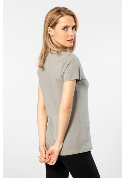 Wtshirt London Kısa Kollu Bisiklet Yaka Kadın Gri T-shirt 001
