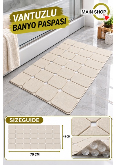 Katlanabilir Büyük Banyo Ve Duş Paspası, Delikli Küvet İçi Kaydırmaz Mat 45x70 Cm Makinede Yıkanabilir M-161 Kahve