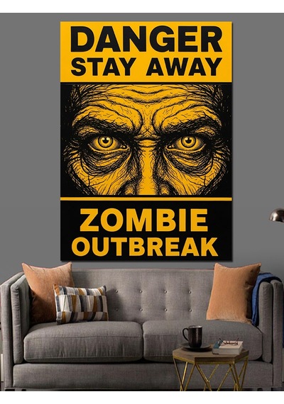 Ahşap Tablo Korkunç Zombi Salgını Posteri