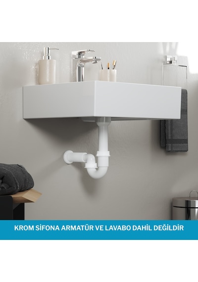 Aqua Bagno Comfort Lavabo Sifonu, Koku Önleyici, Ayarlanabilir, Süzgeç Dahil