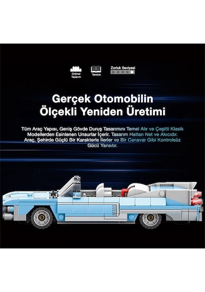 Reobrix Creator 809 Cadillac Eldorado Spor Araba Yaratıcı Yapı Blok Seti Building Blocks - 308 Parça