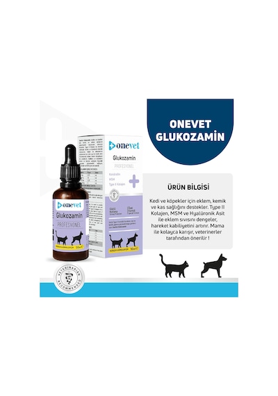 Onevet Kedi ve Köpekler İçin Eklem ve Kıkırdak Sağlığı Destekleyici Glukozamin Damla 50 Ml