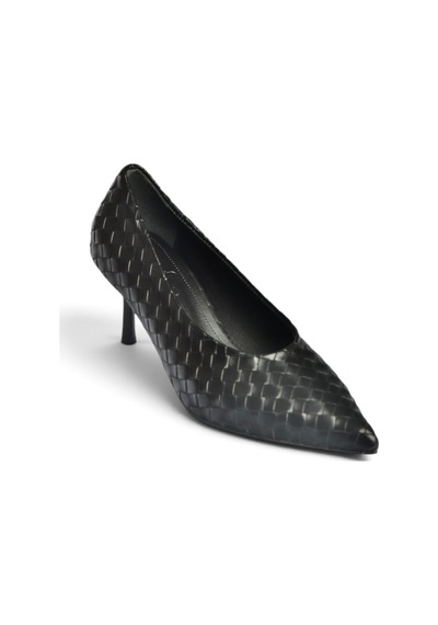 Fox Shoes Z676026009 Siyah Örgü Modelli İnce Topuklu Kadın Stiletto Ayakkabı