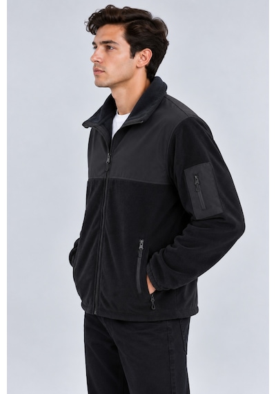 Parshey Erkek Softshell Polar Ceket Su Geçirmez Tam Fermuarlı Rahat Günlük Kullanım Siyah