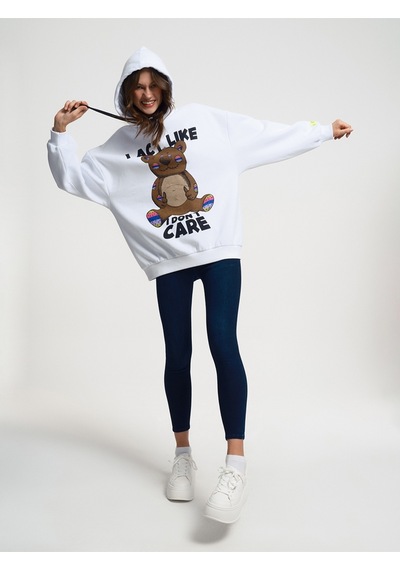 Oversize Kadın Sweatshirt Beyaz