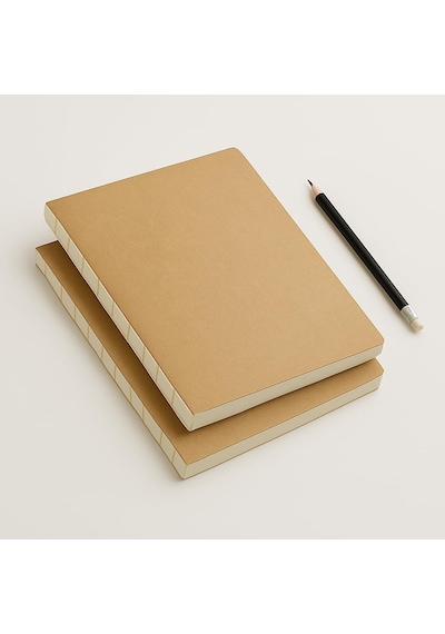 Özel Tasarım Kraft Kapaklı A4 Defter - 180 Derece Açılabilir, Sırtı Dikişli,%100 El İşçiliği, O