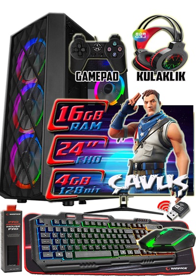 Warbox Çavuş i5-6500 16 GB 256 GB + 250 GB SSD Radeon R7 240 24" W10P Masaüstü Oyuncu Bilgisayarı