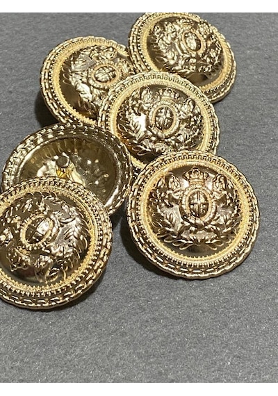 Trençkot Ve Kaban Düğmesi Çelenk Arma Modeli Gold 3 Cm / 6 Lı Set