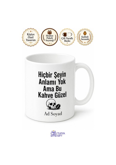 Nihilist Arkadaşa Hiçbir Şeyin Anlamı Yok Esprili Karanlık Zihin Kupa Hediye Beyaz / Çok Renkli