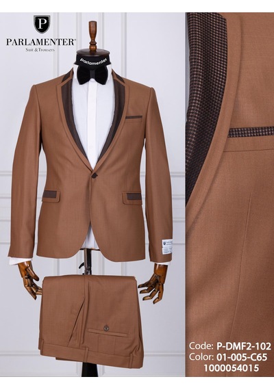 Fabio Cassel Erkek Damatlık Slim Fit Takım Elbise Kahverengi