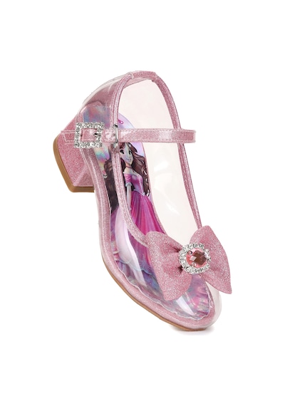 Kiko Kids Asel Kız Çocuk Simli Topuklu Abiye Şeffaf Ayakkabı Pembe