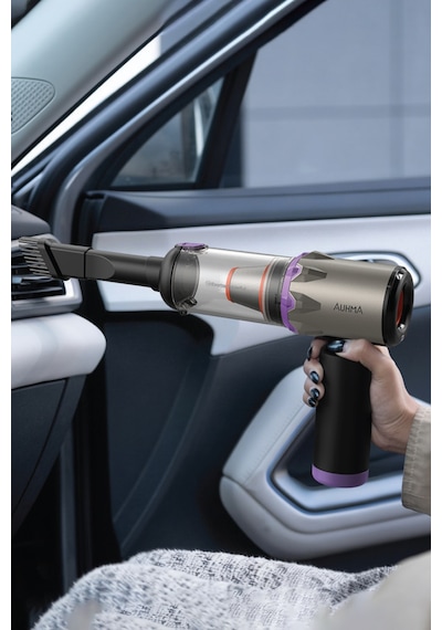 Auhma Ahv-29 Kablosuz Araç Süpürgesi 220w 22000pa Güçlü Vakum & Üfleme Özellikli Şarjlı Oto Süpürge Gri