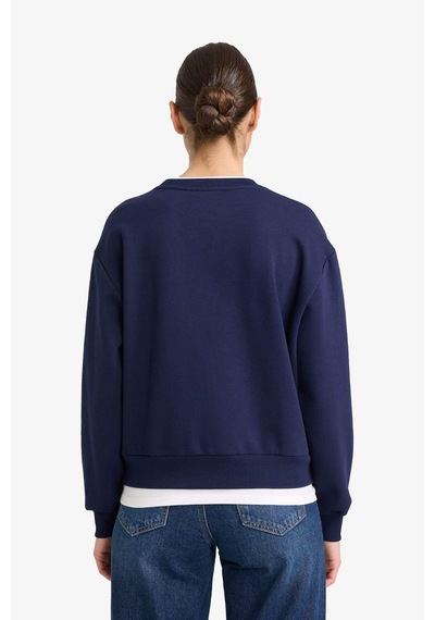 Defacto Relax Fit Bisiklet Yaka Baskılı Kalın Sweatshirt G6298ax25wnnv251 Lacivert-nv251
