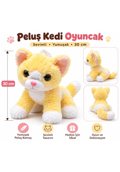 Peluş Sarı Oyuncak Beyaz Patili Yumuşak Dolgulu