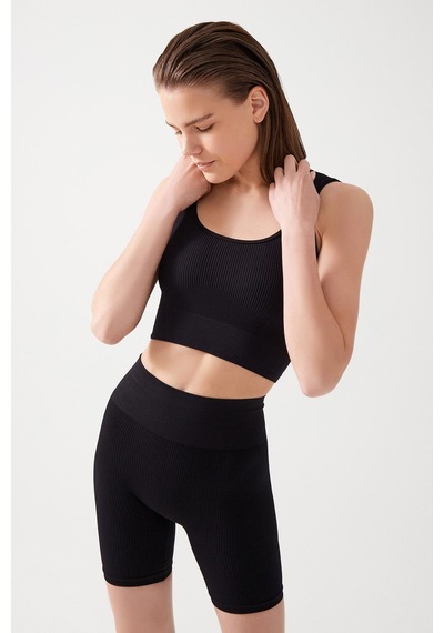 Los Ojos Kadın Siyah Askılı Fitilli Kare Yaka Crop Top Büstiyer Square Siyah Siyah Los Ojos Kadın Siyah Askılı Fitilli Kare Yaka Crop Top Büstiyer Square Siyah Siyah