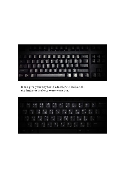 Rusça Şeffaf Klavye Etiketi Transparent Russian Keyboard Sticker 3m Russian