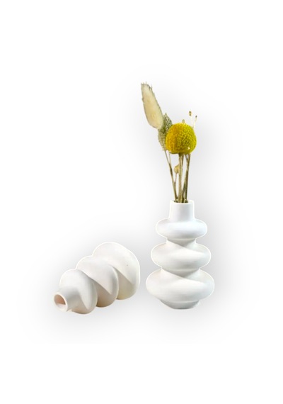 Modern Spiral Vazo Minimal Dekoratif Obje Beyaz