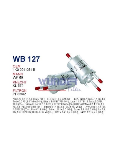 WUNDER WB127 BENZİN FİLTRESİ - VOLKSWAGEN POLO IV 6.4 BAR