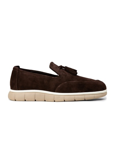 Deery Erkek Kahverengi Hakiki Süet Püsküllü Loafer - 02048mkhve02
