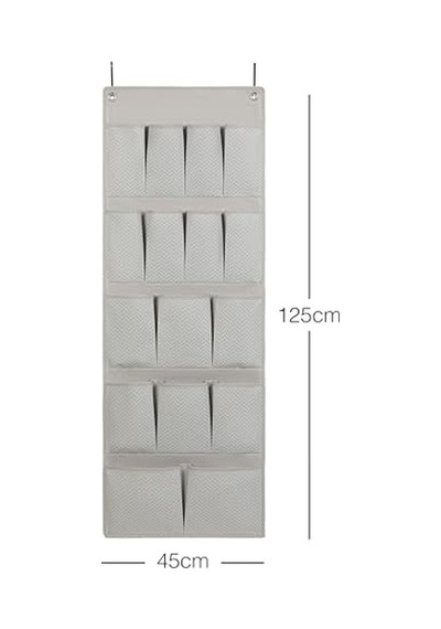 Ocean Home Textile 16 Gözlü Gri Balıksırtı Kapı Arkası Düzenleyici 45 X 125 Cm Açık Bej