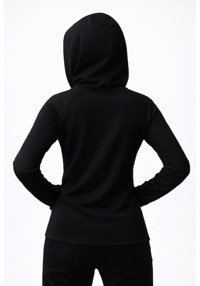 Axxel Kadın Siyah Şardonlu Dalgıç Sweatshirt Kapüşonlu-w1161
