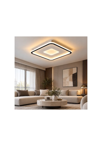Siyah 40x40cm Kare 6500k Soğuk Beyaz Modern Led Tavan Lambası