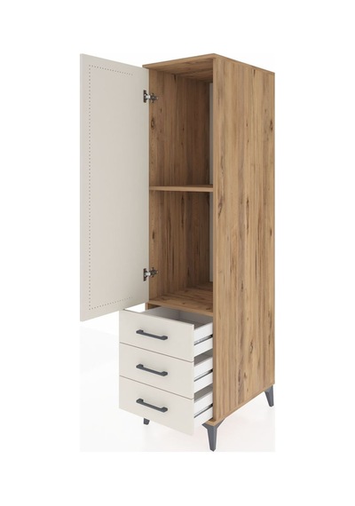 Kronos Dolap 2 Raflı 3 Çekmeceli Tek Kapaklı 44x59x182 Çam-ay... Çam