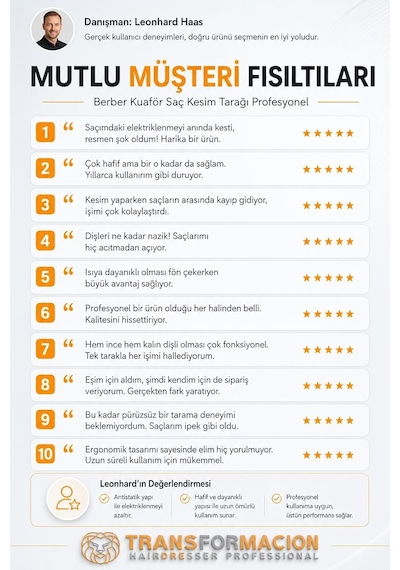 Transformacion Profesyonel Karbon Saç Kesim Tarağı - Antistatik, Dayanıklı Berber & Kuaför Tarağı 721889 Genel